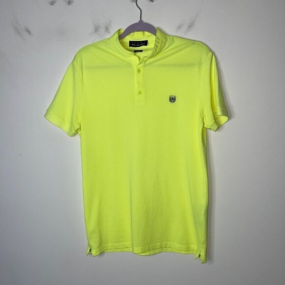 The Kooples Sport Mens Golf Polo Shirt Size Medium Neon Yellow Slim Fit Cotton - Picture 7 of 8
